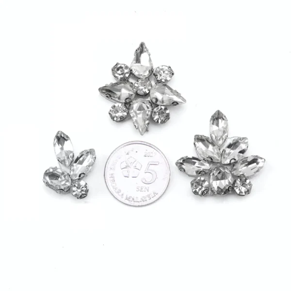 Diamond Patch CHUNKY BEADS IRON ON MANIK BAJU BATU TAMPAL Exclusive Glass Nikah DIY Accessories for Clothing Rhinestone Decorations