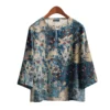 Women Korean Daily Casual Round Neck Three Quarter Sleeve Blouse