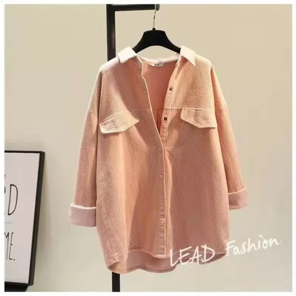 Blouse Women European station Corduroy shirt Korean Style latest women loose casual cardigan shirt