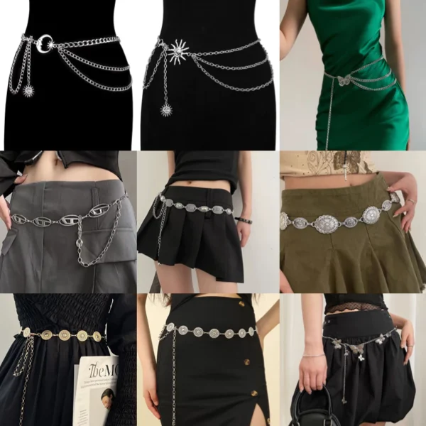 Vintage Metal Waist Chain Bohemian Layered Styling Antique Color Fast Alloy Decor for Party Dress