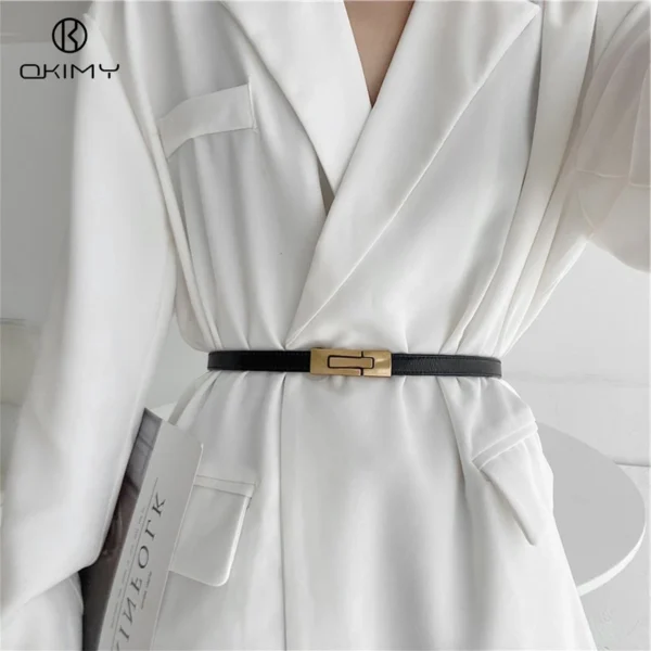 Elegant Women s Belts Thin Belt Soft PU Belt Adjustable Long Waistbands With Alloy Buckle Decorations