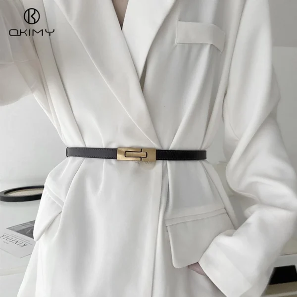Elegant Women s Belts Thin Belt Soft PU Belt Adjustable Long Waistbands With Alloy Buckle Decorations