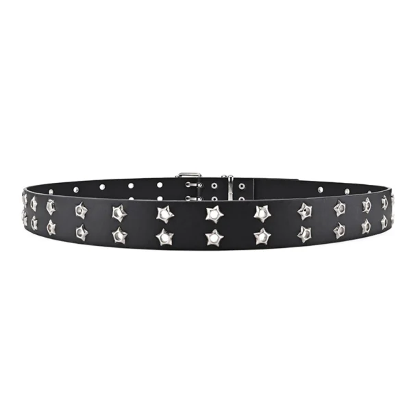 Y2K Trendy Punk Belt for Women Double Star Eyelets Goth Streetwear Strap for Clubbing Daily Edgy