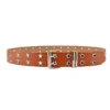 Y2K Trendy Punk Belt for Women Double Star Eyelets Goth Streetwear Strap for Clubbing Daily Edgy