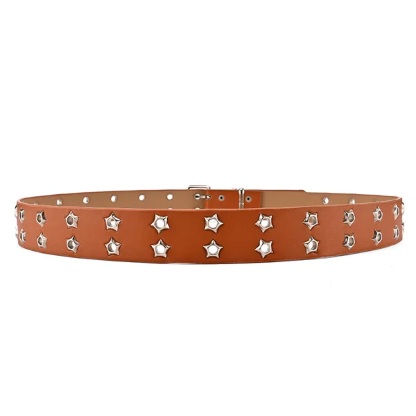 Y2K Trendy Punk Belt for Women Double Star Eyelets Goth Streetwear Strap for Clubbing Daily Edgy