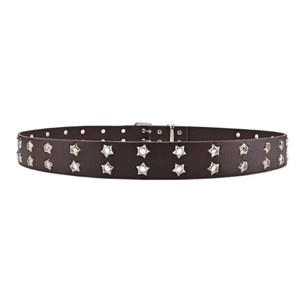 Y2K Trendy Punk Belt for Women Double Star Eyelets Goth Streetwear Strap for Clubbing Daily Edgy