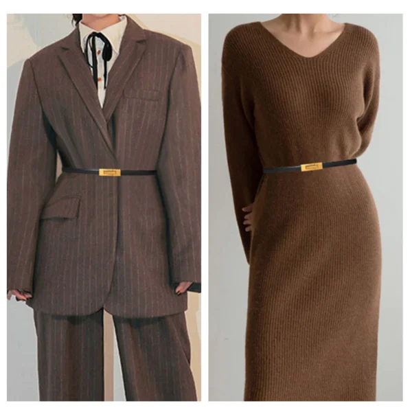 Elegant Women s Belts Thin Belt Soft PU Belt Adjustable Long Waistbands With Alloy Buckle Decorations