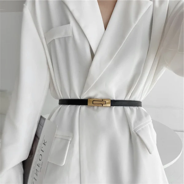 Elegant Women s Belts Thin Belt Soft PU Belt Adjustable Long Waistbands With Alloy Buckle Decorations