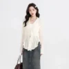 Blouse Women Korean Elegant Long Sleeve Blouse With Ruffles Women Shirt