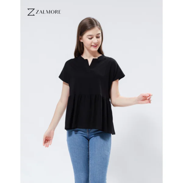 Loose V neck Peplum Top LUMA CottonTM Premium Soft Lightweight Women s Top Non TransparentSEJUK Blouse Women Korean Style Cute Blouse