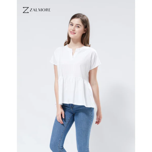 Loose V neck Peplum Top LUMA CottonTM Premium Soft Lightweight Women s Top Non TransparentSEJUK Blouse Women Korean Style Cute Blouse