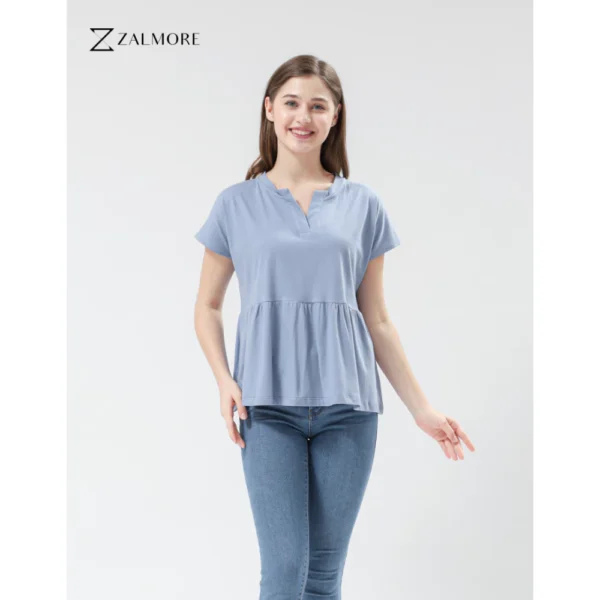 Loose V neck Peplum Top LUMA CottonTM Premium Soft Lightweight Women s Top Non TransparentSEJUK Blouse Women Korean Style Cute Blouse