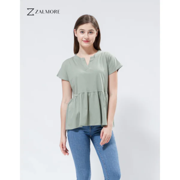 Loose V neck Peplum Top LUMA CottonTM Premium Soft Lightweight Women s Top Non TransparentSEJUK Blouse Women Korean Style Cute Blouse