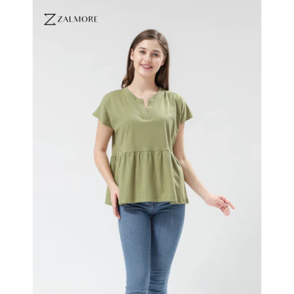 Loose V neck Peplum Top LUMA CottonTM Premium Soft Lightweight Women s Top Non TransparentSEJUK Blouse Women Korean Style Cute Blouse