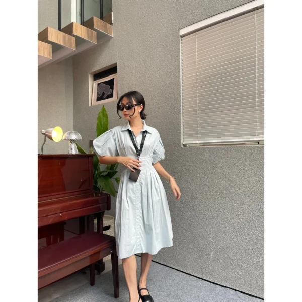 Lauren Dress Women s Office Wear with Collar Poplin Material Dress Woman Dress Plus Size