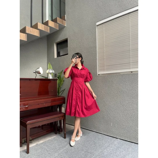 Lauren Dress Women s Office Wear with Collar Poplin Material Dress Woman Dress Plus Size