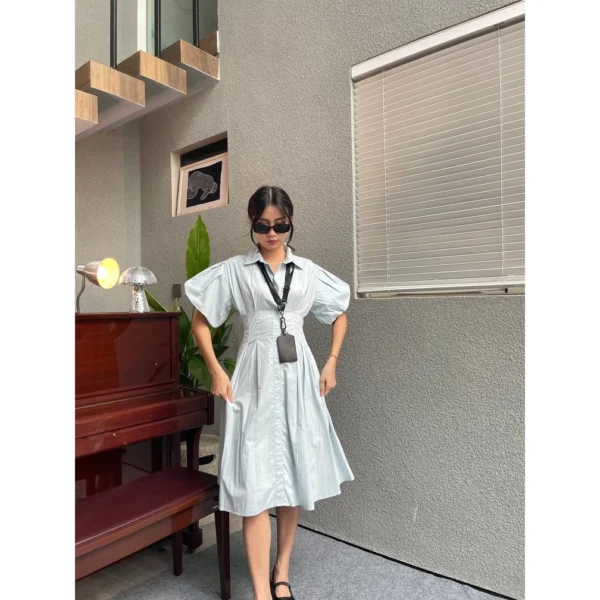 Lauren Dress Women s Office Wear with Collar Poplin Material Dress Woman Dress Plus Size