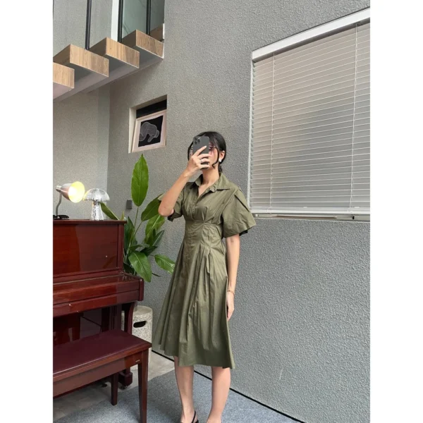 Lauren Dress Women s Office Wear with Collar Poplin Material Dress Woman Dress Plus Size