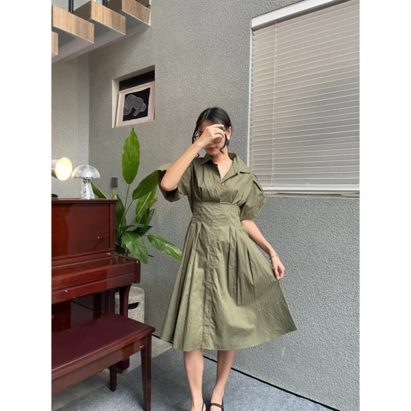 Lauren Dress Women s Office Wear with Collar Poplin Material Dress Woman Dress Plus Size