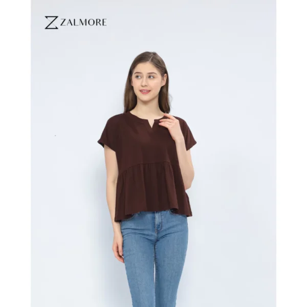 Loose V neck Peplum Top LUMA CottonTM Premium Soft Lightweight Women s Top Non TransparentSEJUK Blouse Women Korean Style Cute Blouse