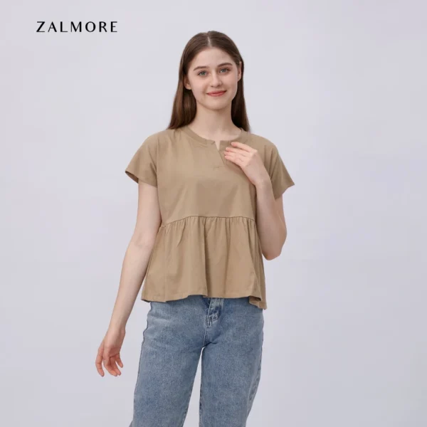 Loose V neck Peplum Top LUMA CottonTM Premium Soft Lightweight Women s Top Non TransparentSEJUK Blouse Women Korean Style Cute Blouse