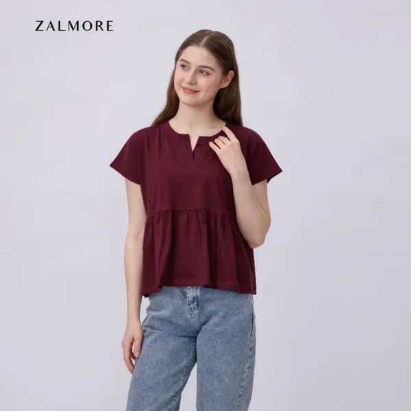 Loose V neck Peplum Top LUMA CottonTM Premium Soft Lightweight Women s Top Non TransparentSEJUK Blouse Women Korean Style Cute Blouse