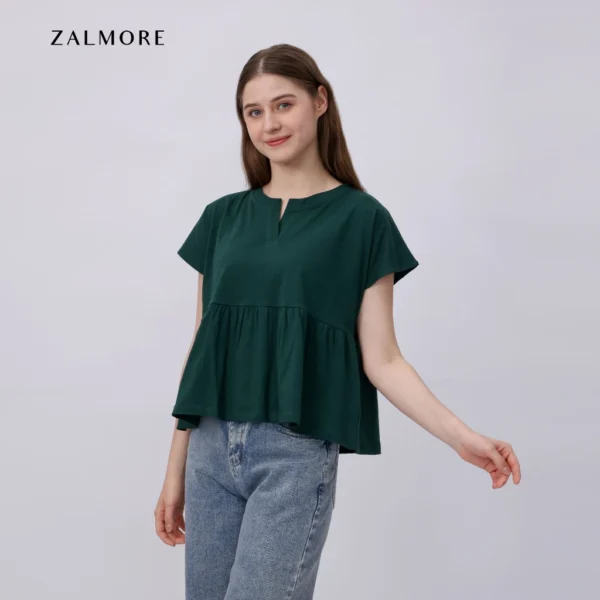 Loose V neck Peplum Top LUMA CottonTM Premium Soft Lightweight Women s Top Non TransparentSEJUK Blouse Women Korean Style Cute Blouse