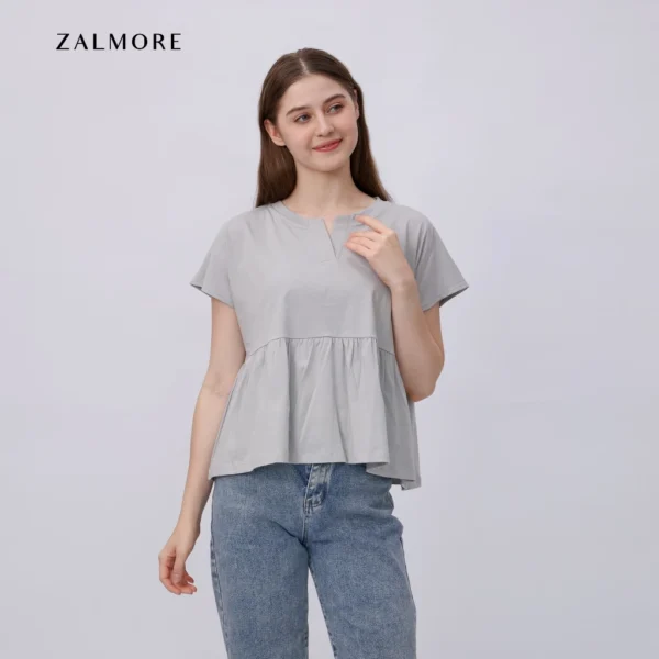 Loose V neck Peplum Top LUMA CottonTM Premium Soft Lightweight Women s Top Non TransparentSEJUK Blouse Women Korean Style Cute Blouse