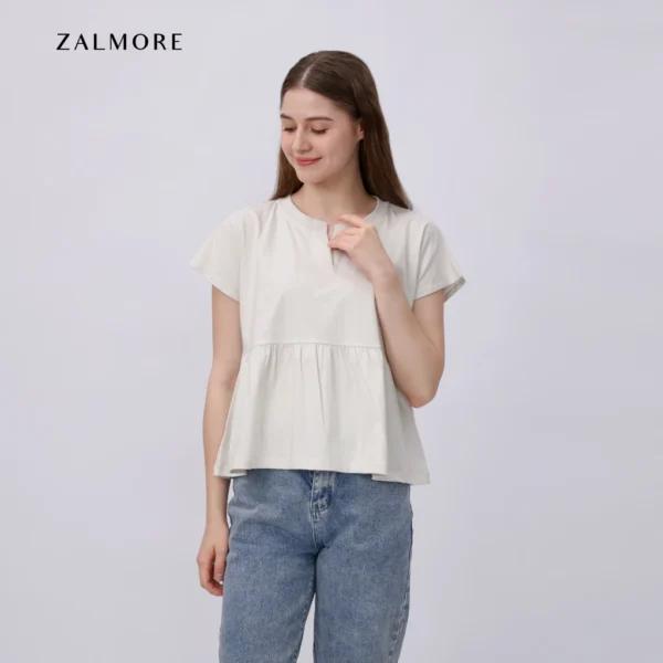 Loose V neck Peplum Top LUMA CottonTM Premium Soft Lightweight Women s Top Non TransparentSEJUK Blouse Women Korean Style Cute Blouse