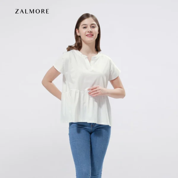 Loose V neck Peplum Top LUMA CottonTM Premium Soft Lightweight Women s Top Non TransparentSEJUK Blouse Women Korean Style Cute Blouse