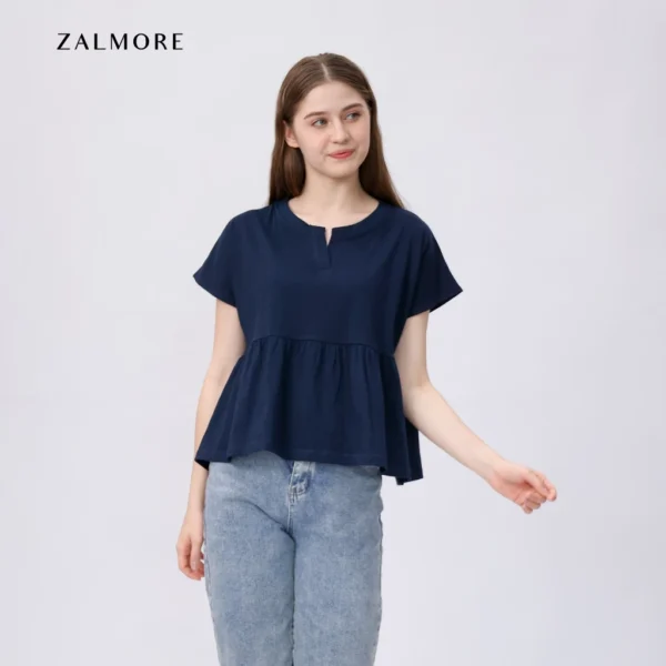 Loose V neck Peplum Top LUMA CottonTM Premium Soft Lightweight Women s Top Non TransparentSEJUK Blouse Women Korean Style Cute Blouse