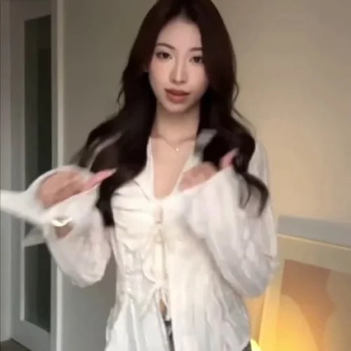 Korean Loose Chiffon Lace Up Long Sleeve Blouse Women s Long Sleeve Shirt New