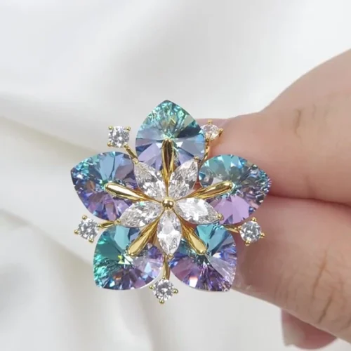 Sv Premium Exclusive Crystal Hijab Pin Austria Crystal Flower Scarf Brooch