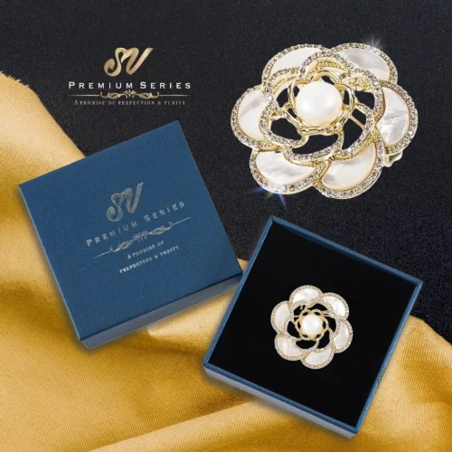 Sv Premium Austria Flower Brooch With Pearl Pin