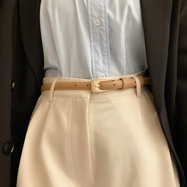 Women Fashion Belt Retro PU Small Belt Versatile Decoration For Skirts And Jeans