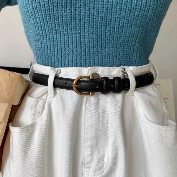 Women Fashion Belt Retro PU Small Belt Versatile Decoration For Skirts And Jeans