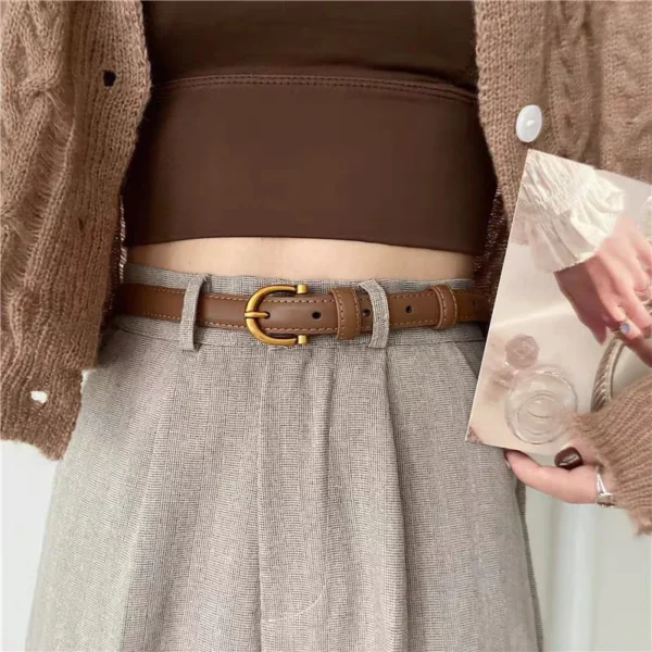 Women Fashion Belt Retro PU Small Belt Versatile Decoration For Skirts And Jeans