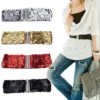 Bling Womens Rivet Sequins Elastic Stretch Wide Waist Belt Waistband Casual Well Ladies Belt Fashion
