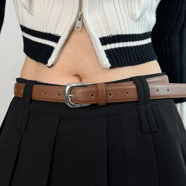 Women Fashion Belt Retro PU Small Belt Versatile Decoration For Skirts And Jeans
