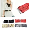 Bling Womens Rivet Sequins Elastic Stretch Wide Waist Belt Waistband Casual Well Ladies Belt Fashion
