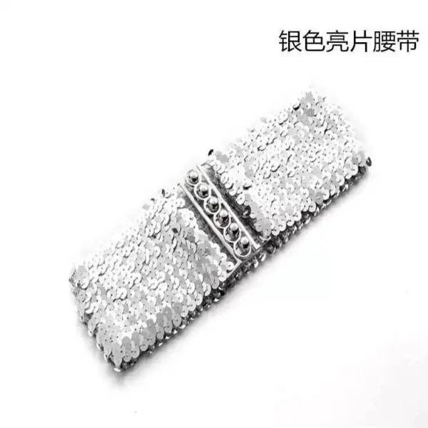 Bling Womens Rivet Sequins Elastic Stretch Wide Waist Belt Waistband Casual Well Ladies Belt Fashion