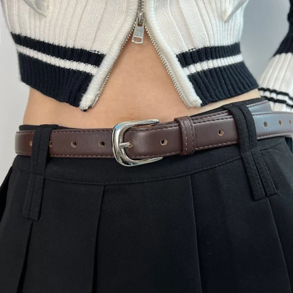 Women Fashion Belt Retro PU Small Belt Versatile Decoration For Skirts And Jeans