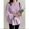 Korean Loose Chiffon Lace Up Long Sleeve Blouse Women s Long Sleeve Shirt New