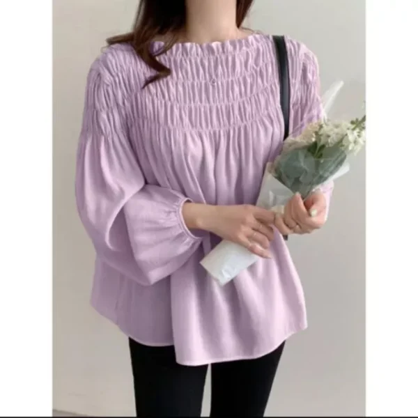 Korean Loose Chiffon Lace Up Long Sleeve Blouse Women s Long Sleeve Shirt New
