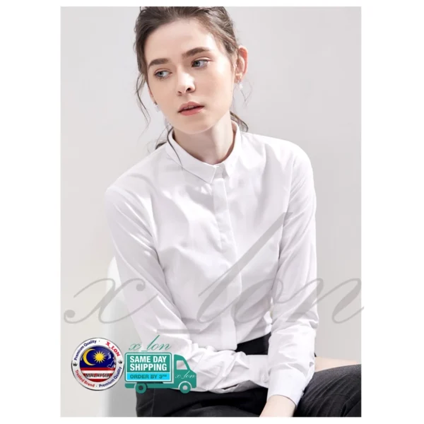 Premium Formal Navy Blue Women Shirt Long Sleeve