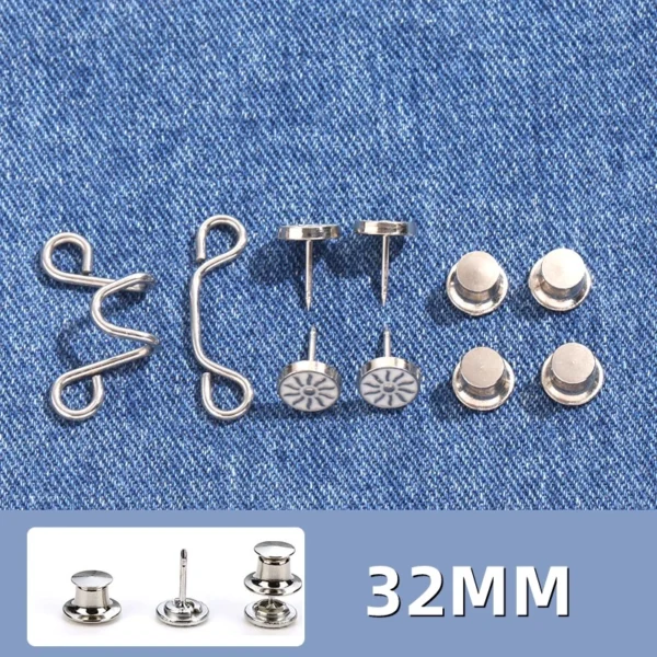 Metal Jeans Waist Buckle Buttons Removable Pants Pin with Detachable Needle