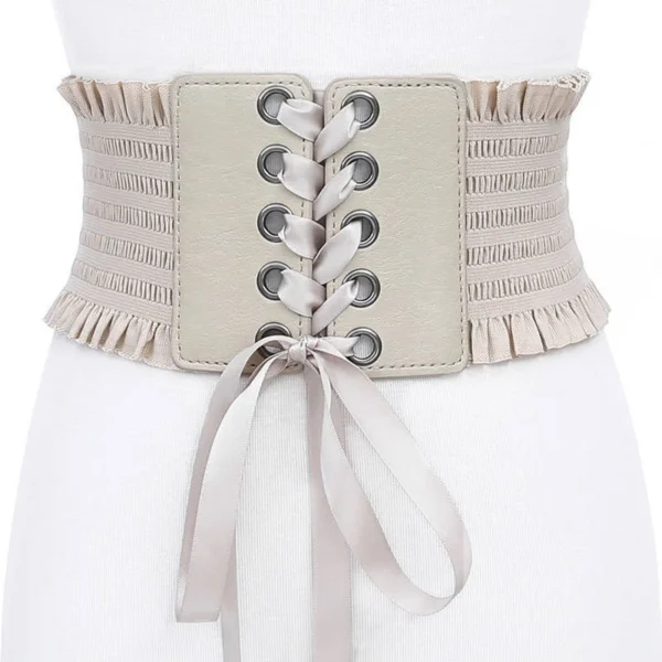 Women Ladies Elastic Corset Belt High Waist Tie up Cinch Waist Strap Waistband