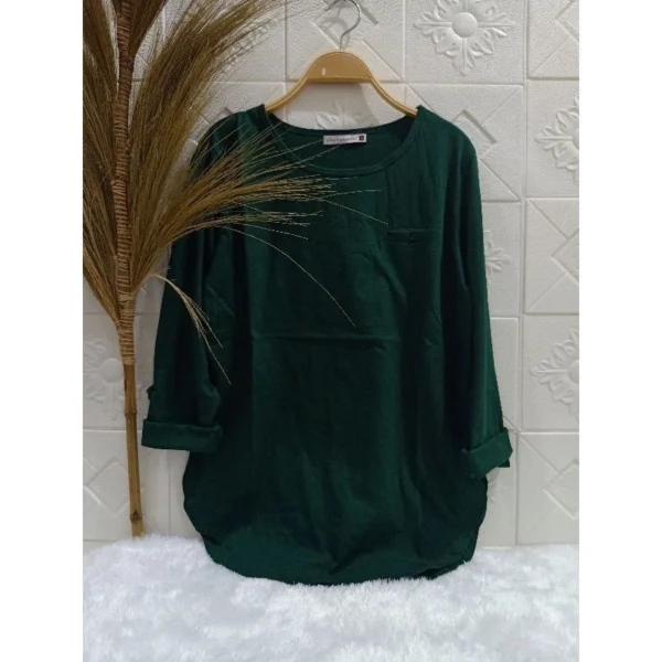 Women s Long Sleeve Oval Top Modern Premium 20s Combed Cotton Casual Clothes for Women