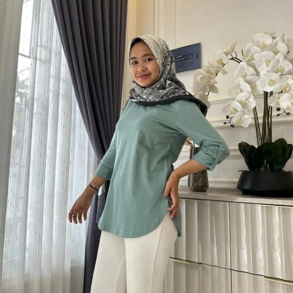 Women s Long Sleeve Oval Top Modern Premium 20s Combed Cotton Casual Clothes for Women