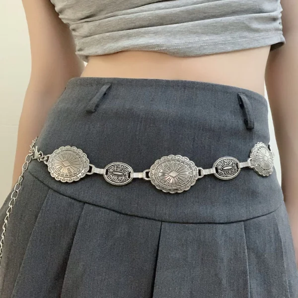 Vintage Metal Waist Chain Bohemian Layered Styling Antique Color Fast Alloy Decor for Party Dress